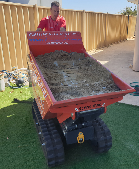 Mini dumper can add clean sand to soakwells to replace what was removed.